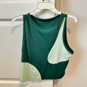Dark Green & Light Green Cropped Tank Top